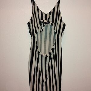 Source Unknown Black and White Striped Mini Dress
